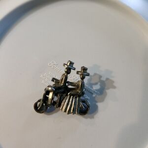 Vintage Pewter Man & Woman On Bike Womens Brooch